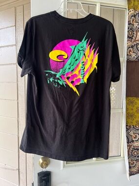 Costa Black Tee with Neon Marlin Graphic (Pink, Yellow, Green)